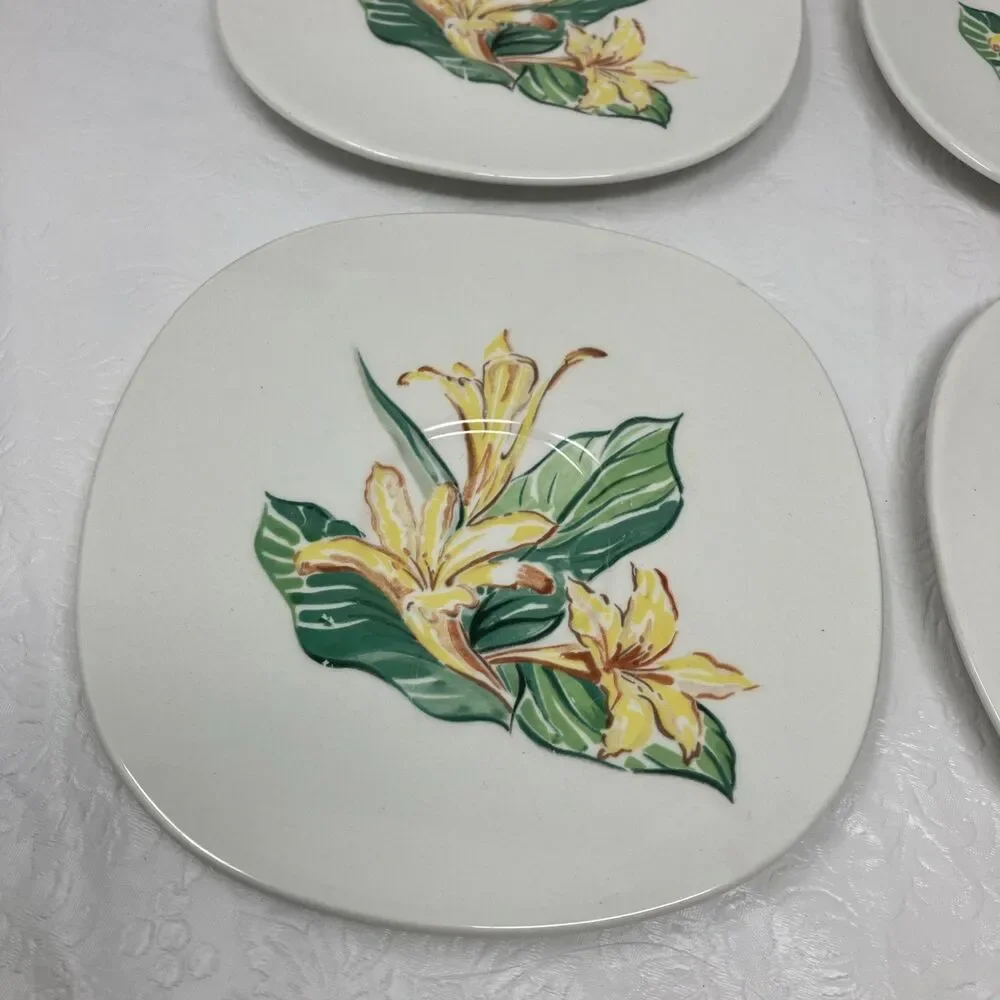 Taylor Smith & Taylor Conversation Day Lily Set Of 4 Saucers DAYLILY